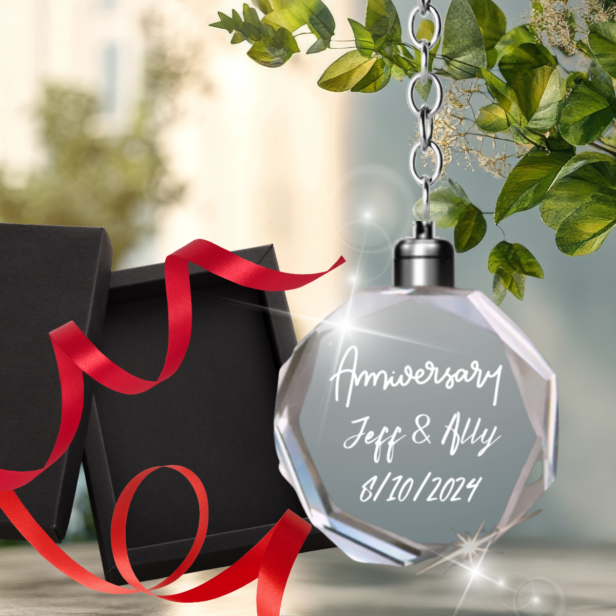 3D Crystal Octagon Keychain