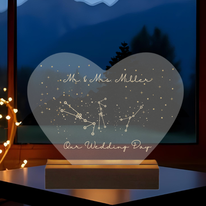 5" Personalized Heart Acrylic Constellation light