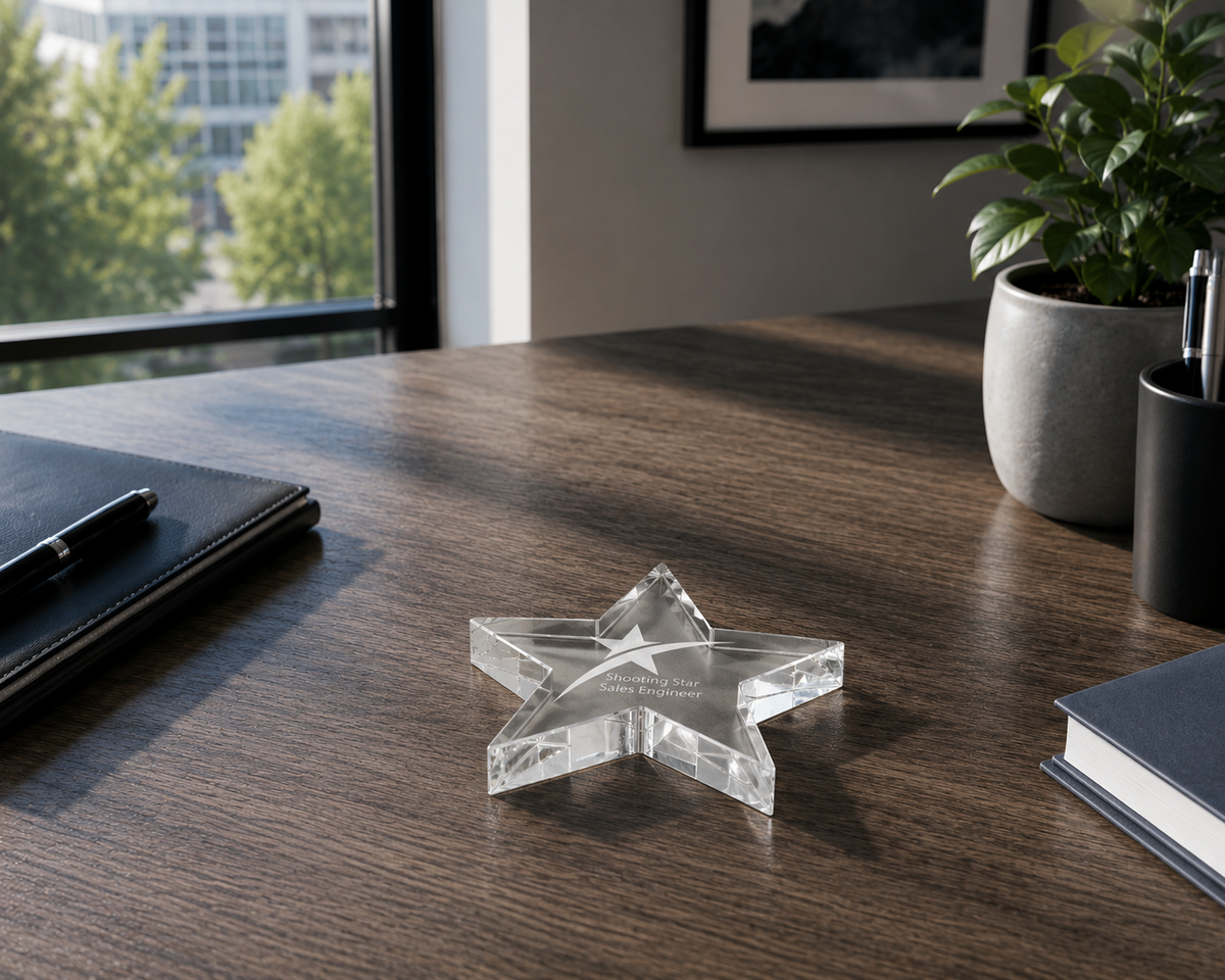 4 1/8" Thick Crystal Star Paperweight