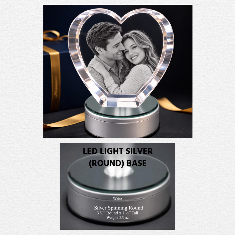 LED Light Spinning (Silver Round) Base