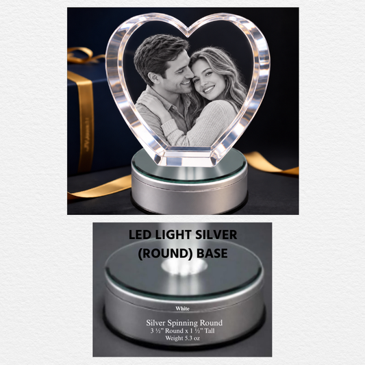 LED Light Spinning (Silver Round) Base