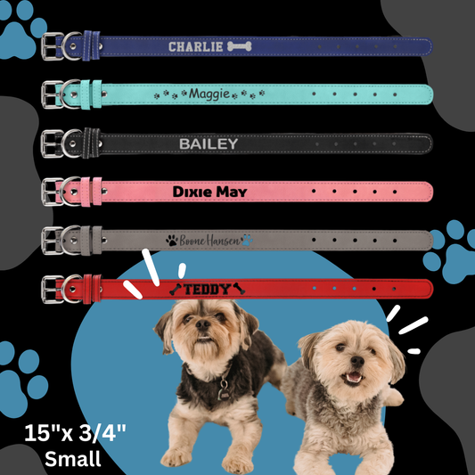 Dog Collar Leatherette Small 15" x 3/4" in variety of colors to choose from