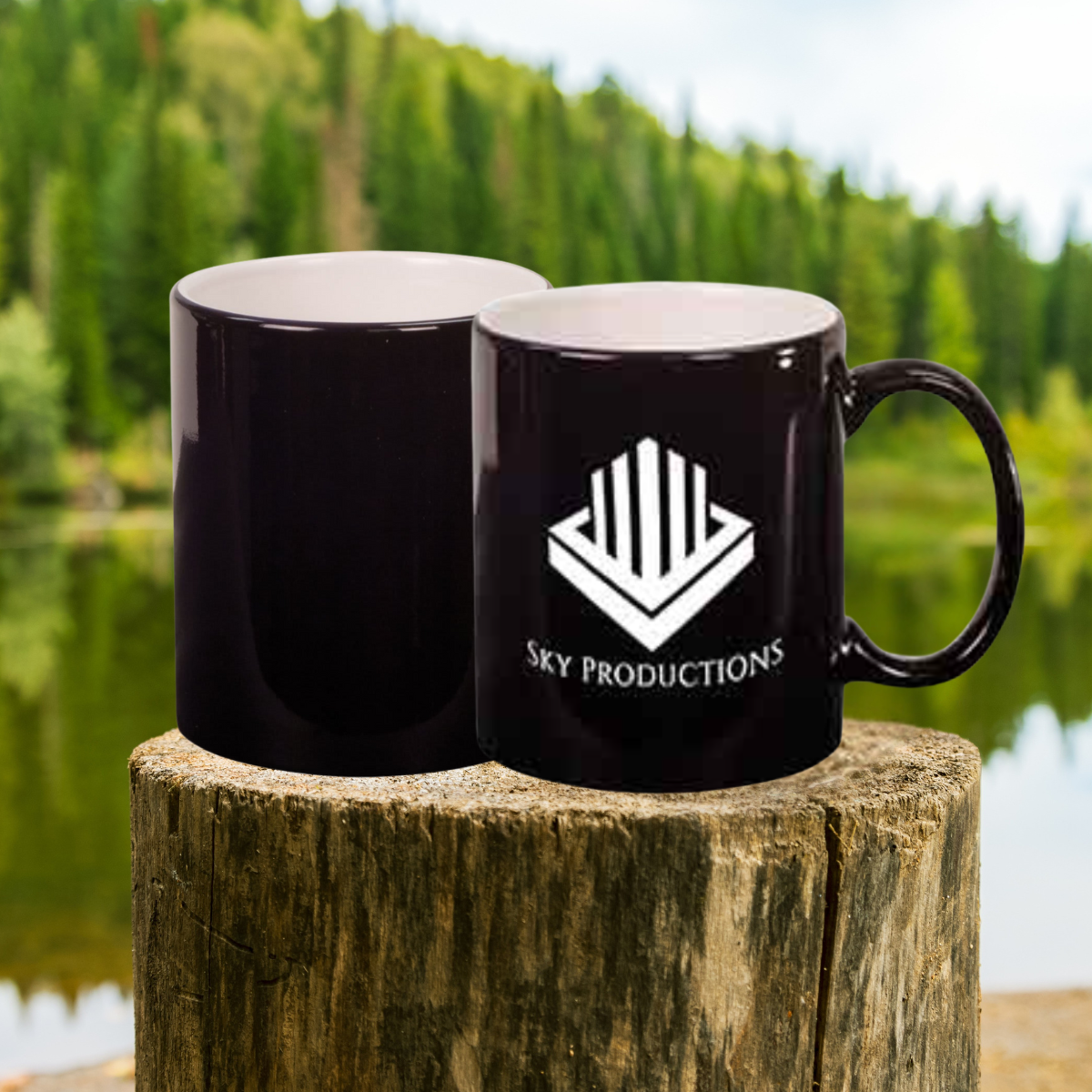 11 oz. Black Ceramic Round LazerMug