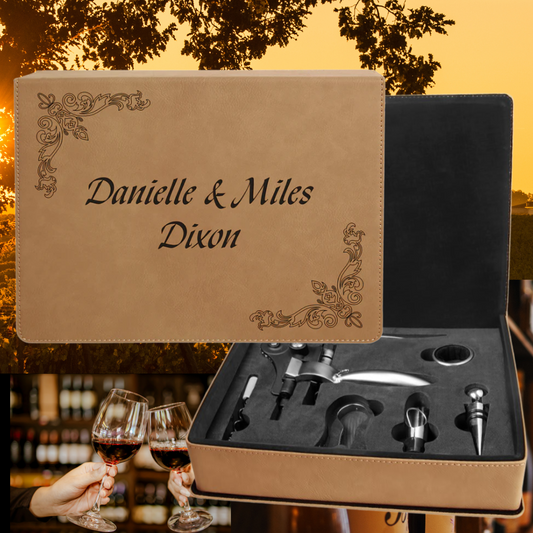 Wine Tool Stainless Steel 5-Piece Gift Set in Leatherette Presentation Box