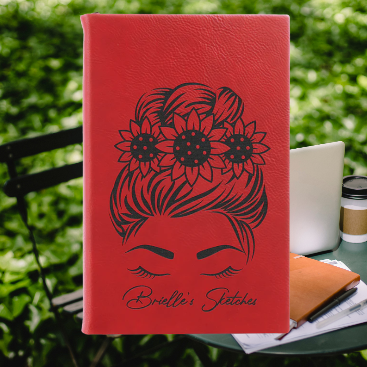 Sketch Book Unlined Notepad with Leatherette Cover  in a variety of Leather Colors