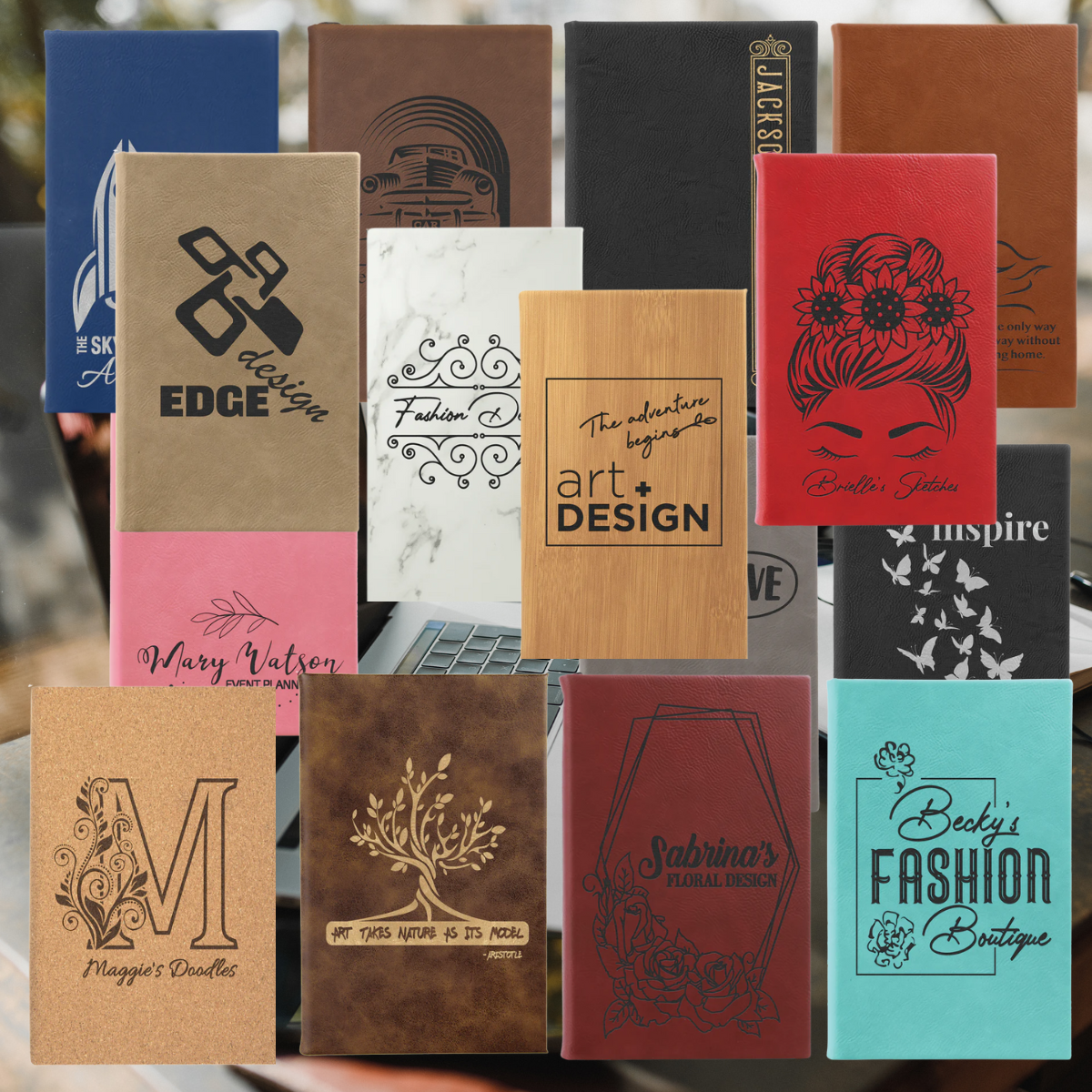 Sketch Book Unlined Notepad with Leatherette Cover  in a variety of Leather Colors