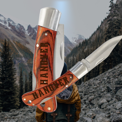 Bison River Wood and Leather Folding Knife