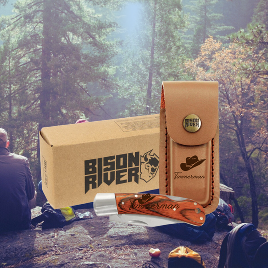 Bison River Wood and Leather Folding Knife