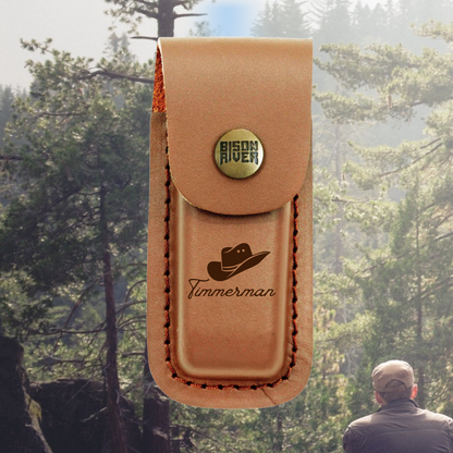 Bison River Wood and Leather Folding Knife