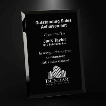 9" x 12" Black Glass Mirror Plaque