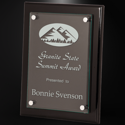 9" x 12" Black Piano Finish Floating Glass Plaque