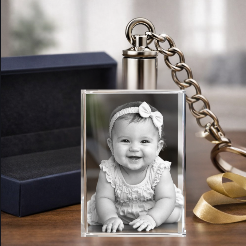 3D Crystal Rectangle Keychain with LED Light | Personalized Photo Gift ...