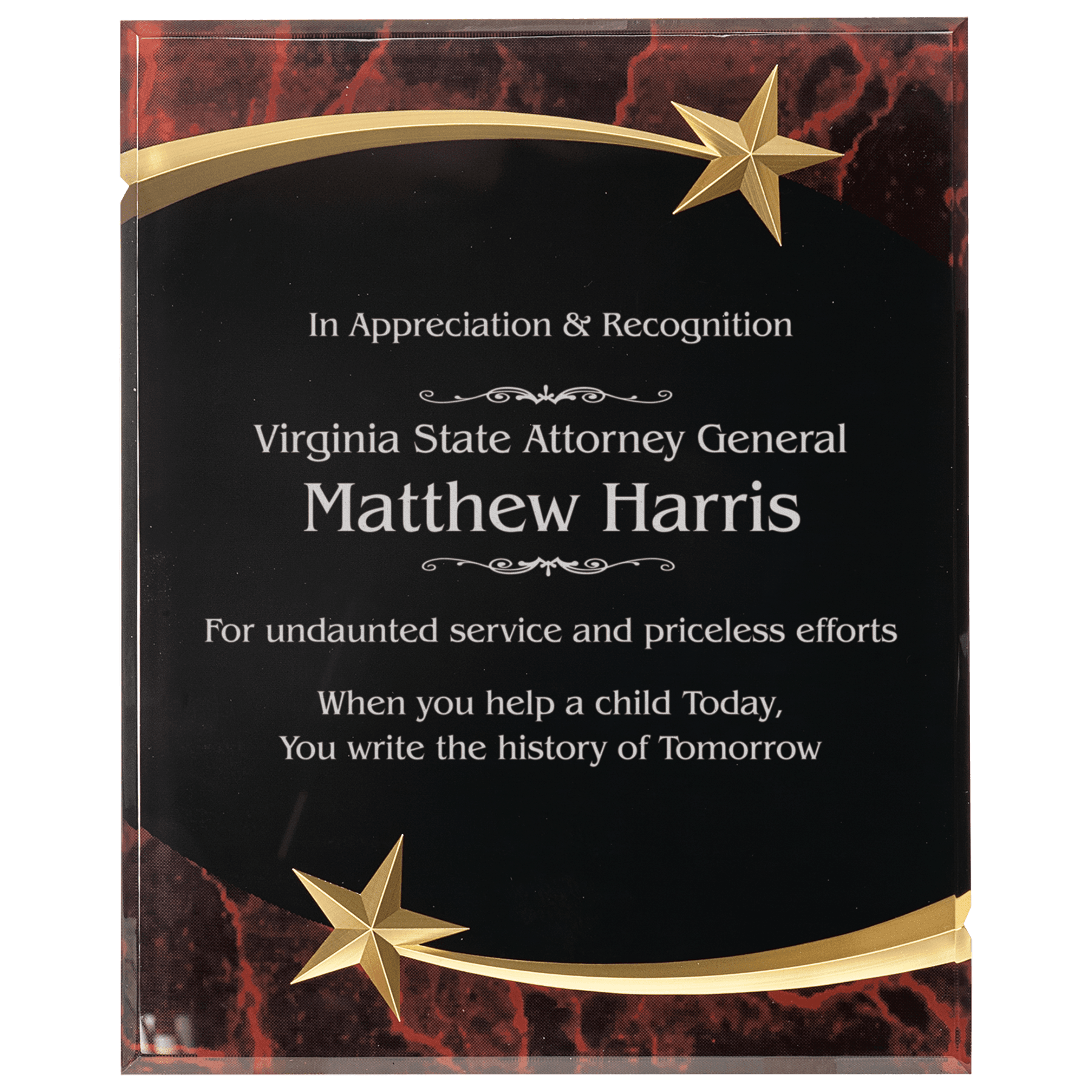 8" x 10" Red Marble Shooting Star Acrylic Plaque