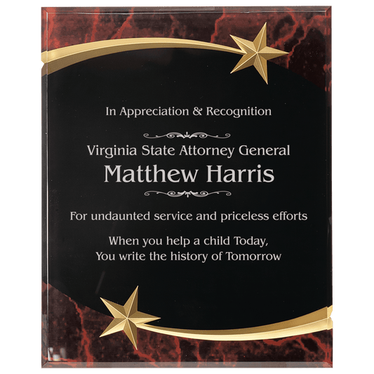 9" x 11" Red Marble Shooting Star Acrylic Plaque