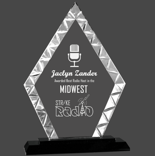 9" Diamond Accent Glass on Black Base