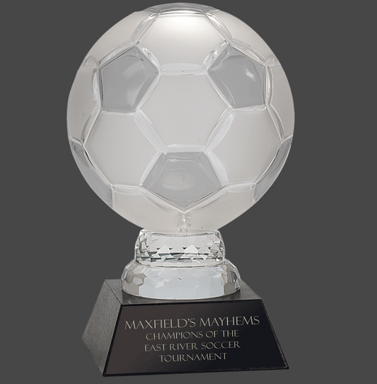 12" Glass Soccer Ball with Marble Base