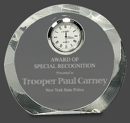 4 1/2" Clear Crystal Round with Clock