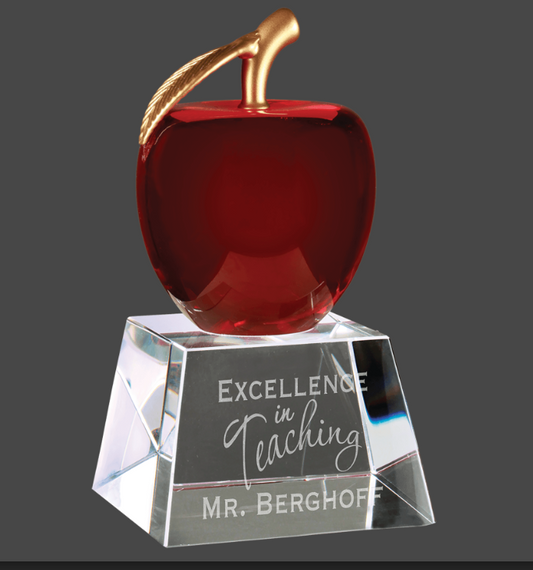 6" Red Crystal Apple with Clear Base