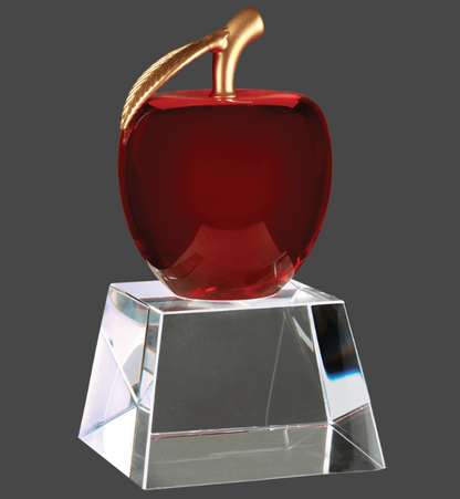 6" Red Crystal Apple with Clear Base