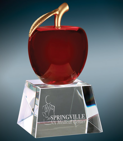 6" Red Crystal Apple with Clear Base