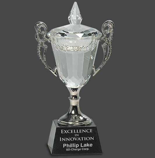 8" Crystal Cup with Silver Handles and Stem