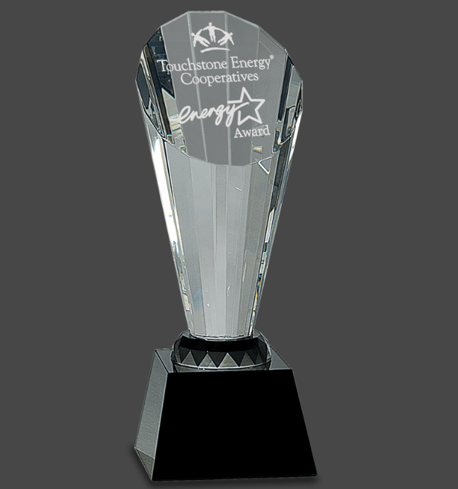 10" Clear Crystal Faceted Rising Spire on Black Base