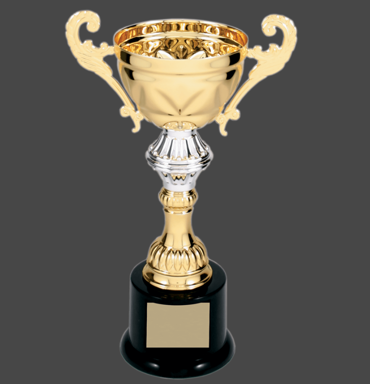 8 3/4" Gold Completed Metal Cup Trophy on Plastic Base
