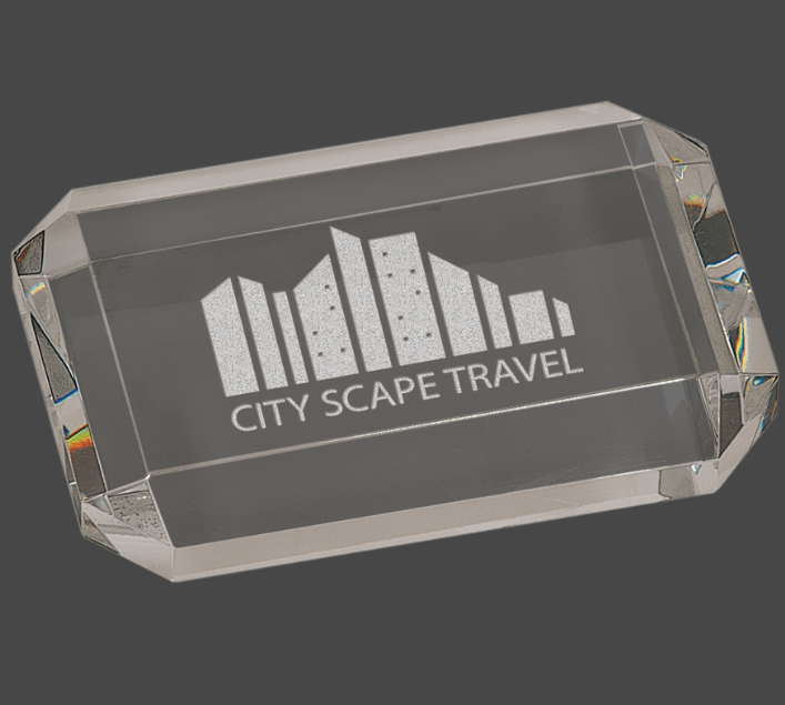 Crystal Clear Clipped Corners Rectangle Paperweight