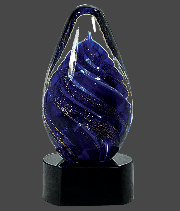 6 1/2" Blue Tear Drop Art Glass