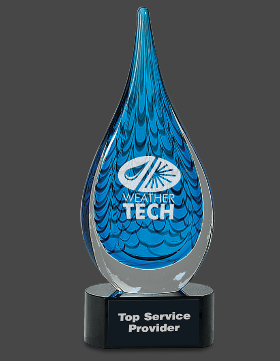 12 1/2" Blue Raindrop Art Glass