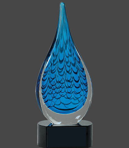 12 1/2" Blue Raindrop Art Glass