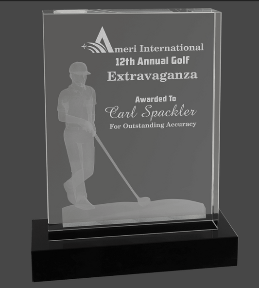 6 1/4" x 8" Crystal 3D Male Golf