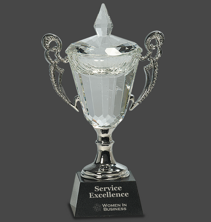 9 1/2" Crystal Cup with Silver Handles and Stem