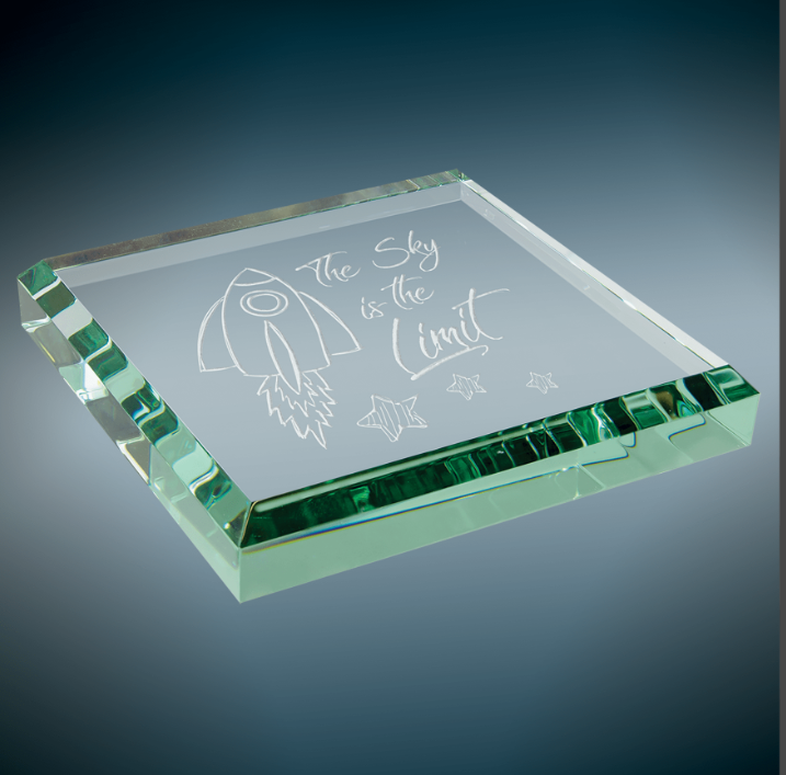 3" x 3" x 1/2" Jade Glass Paperweight