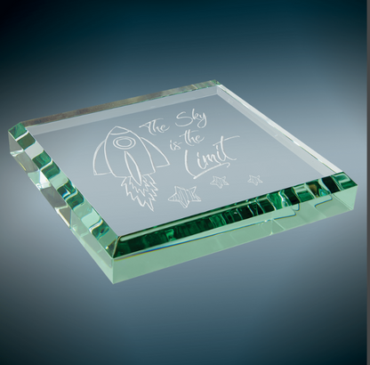 3" x 3" x 1/2" Jade Glass Paperweight