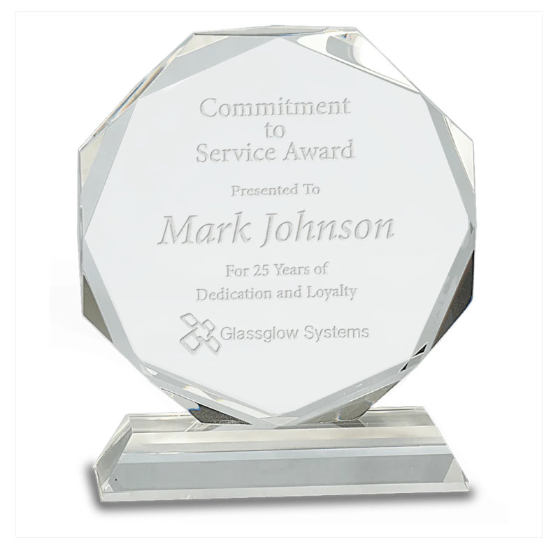 6" Clear Crystal Octagon on Clear Pedestal Base