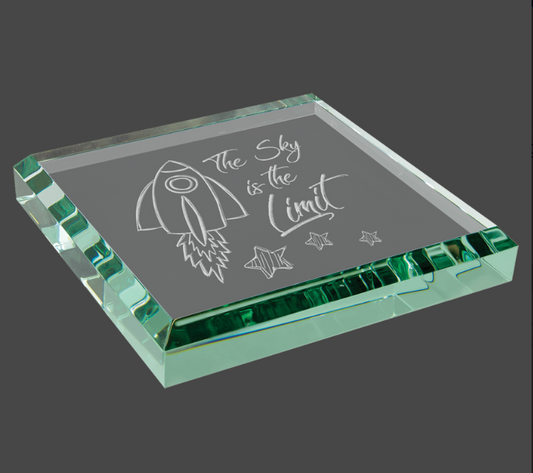 3" x 3" x 1/2" Jade Glass Paperweight