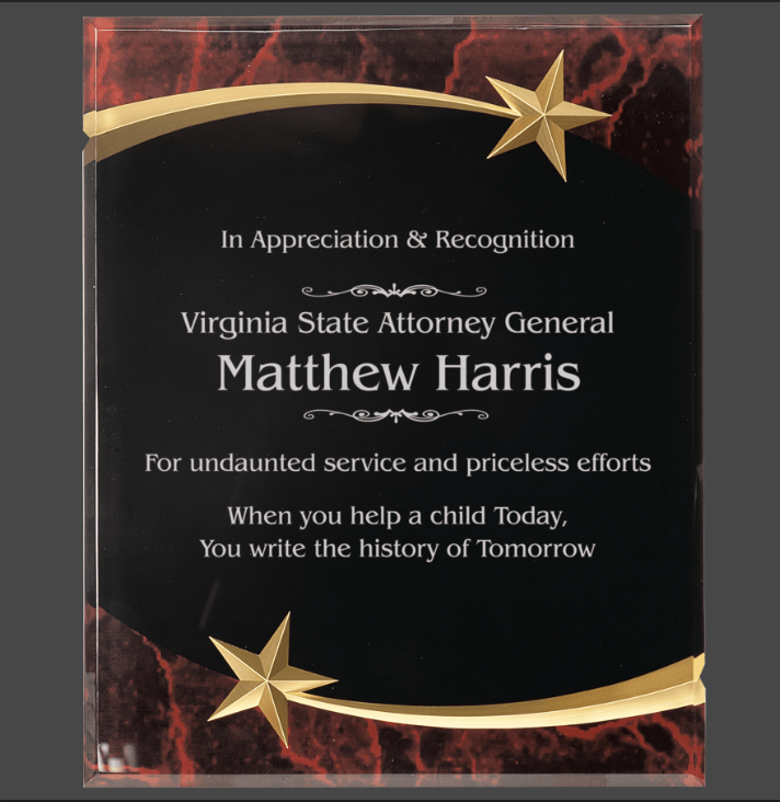 8" x 10" Red Marble Shooting Star Acrylic Plaque