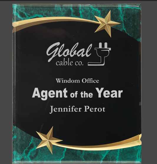 9" x 11" Green Marble Shooting Star Acrylic Plaque