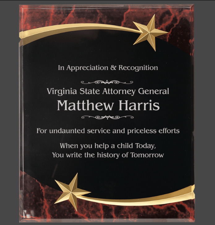 9" x 11" Red Marble Shooting Star Acrylic Plaque