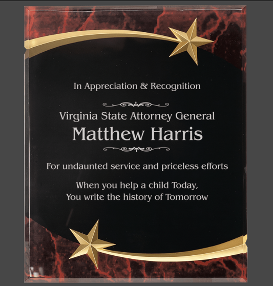 9" x 11" Red Marble Shooting Star Acrylic Plaque