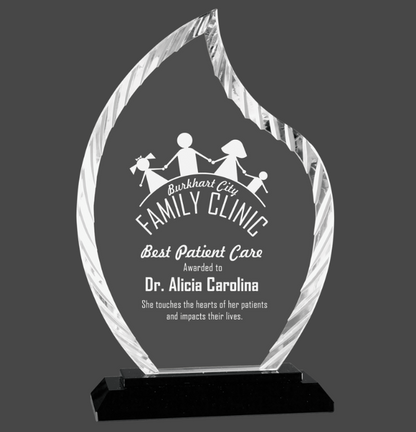 8" Flame Accent Glass on Black Base