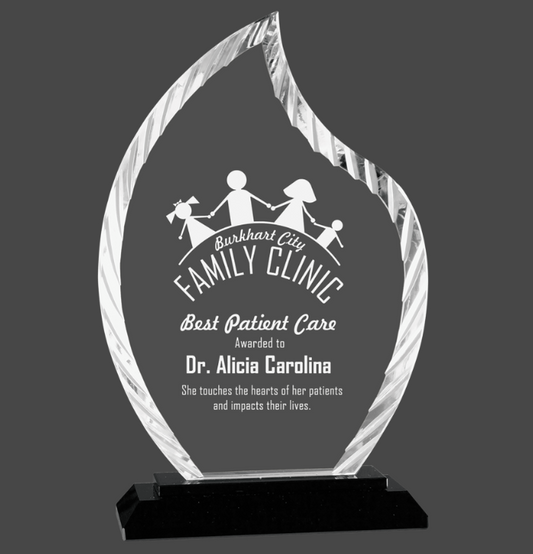 8" Flame Accent Glass on Black Base