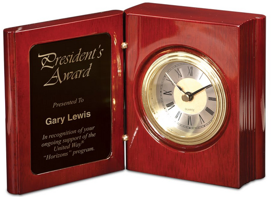 5 3/8" Rosewood Piano Finish Book Clock