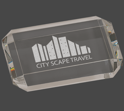 Crystal Clear Clipped Corners Rectangle Paperweight