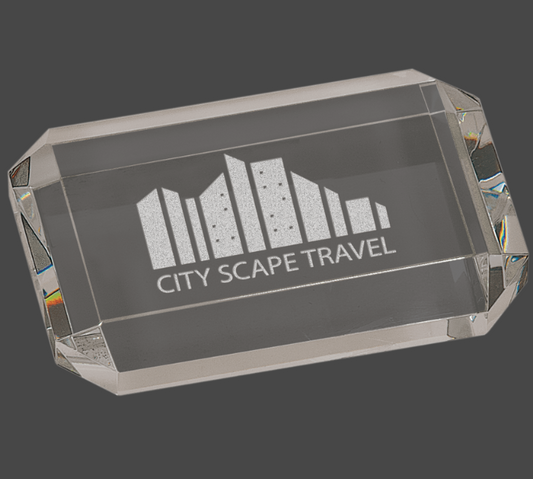 Crystal Clear Clipped Corners Rectangle Paperweight