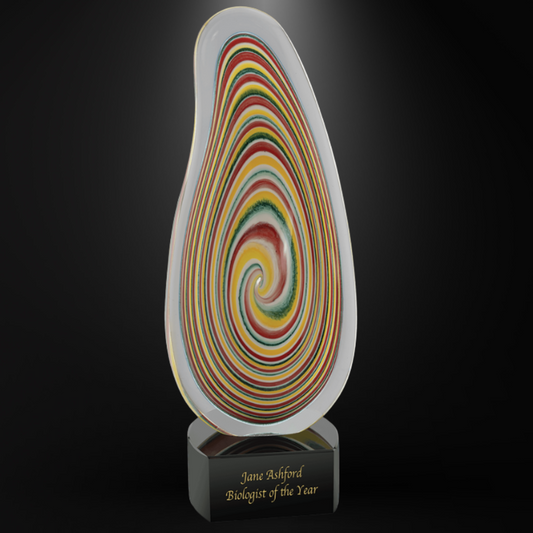 12 1/4" Multi-Color Flat Swirl Art Glass