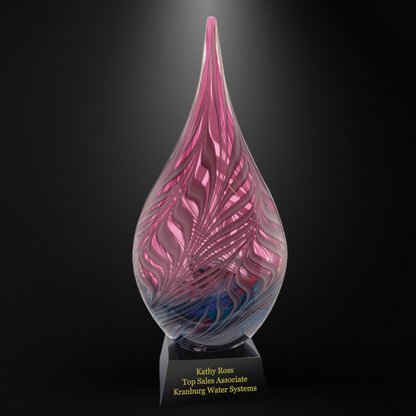 16 1/2" Multi-Color Hollow Raindrop Art Glass