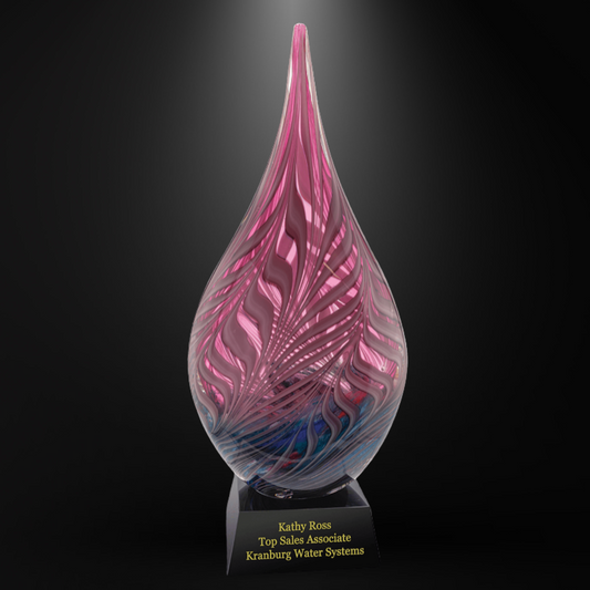 16 1/2" Multi-Color Hollow Raindrop Art Glass