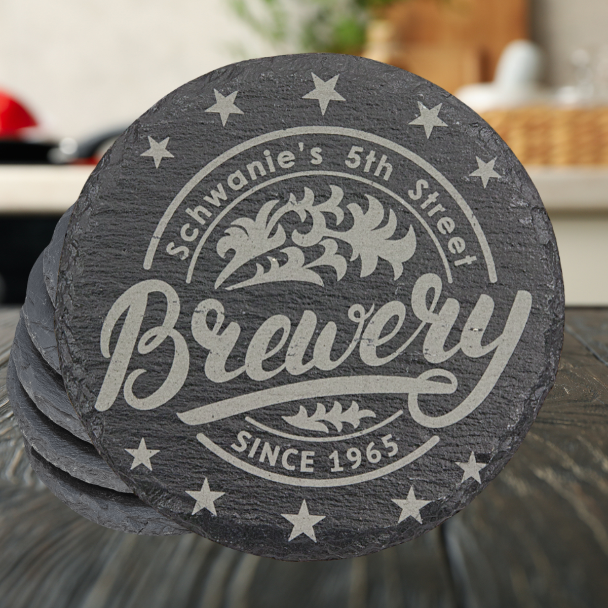 4" Round Slate Coaster